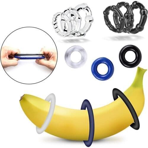 Adult Erotic Sex Toys For Man 3Pcs/Set Silicone Durable Penis Ring Ejaculation Delay Cock Ring Lasting Erection Cockring Male