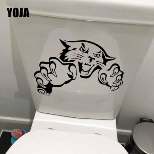 YOJA 24.5X15.5CM Cat Claws Teeth Toilet Sticker Wall Decal Home Bedroom Decoration T5-0116
