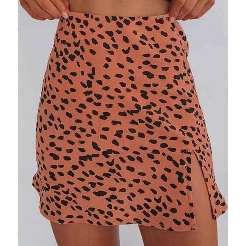 Skirts Womens Mini 2021 New Fashion Chic Sexy Casual High Waist Printing A-Line Split Slitting Slimming Package Hip Short Skirt