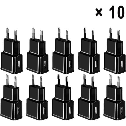 10Pcs 5V 2A USB Charger Travel Wall EU Plug Power Bank For Samsung A12 A32 A52 A72 5G S10 S9 S8 + S7 S6 S5 Mobile Phones Charger