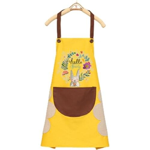 1Pcs Wipeable Waterproof Oil-Proof Cartoon Wreath Rabbit Kitchen Nail Shop Apron For Women Kitchen Apron Baking Accessories