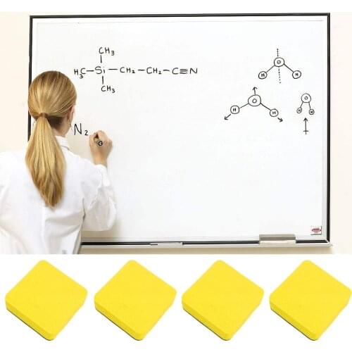30PCS Felt Cloth Square Shape Magnetic Dry White Board Eraser Cleaner for Student Teacher Home Office School Classroom Yellow