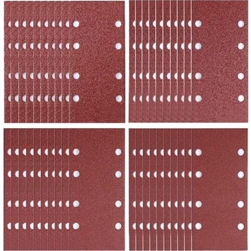 40 Pieces Sanding Sheets Set Sanding Paper Pads Perforated 8 Assorted Grain Size 40/60/80/120 for Eccentric Sanders