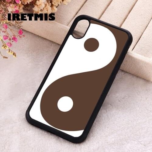 Iretmis 5 5S SE 2020 Phone Cover Case for iPhone 6 6S 7 8 Plus X Xs XR 11 12 Mini Pro Max Rubber Silicone Yin Yang Brown