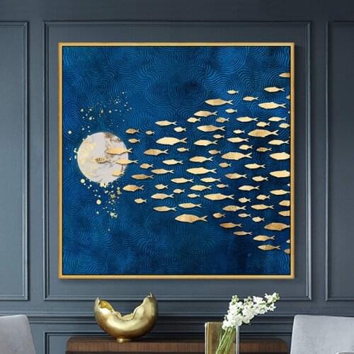EECAMAIL Modern DIY Full Diamond Painting Swimming Fish Diamond Hanging Painting Diamond Embroidery Home Decoration No Frame