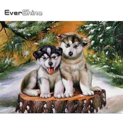 Evershine Diamond Mosaic Animal Full Square Diamond Embroidery Dog Crystal Painting Cross Stitch Kit Diamond Painting Home Decor