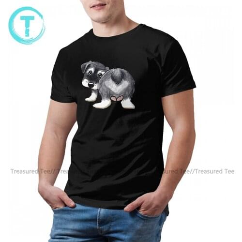 Schnauzer T Shirt Men Fun 100 Percent Cotton Print Tee Shirt Short-Sleeve Classic Tshirt 4XL