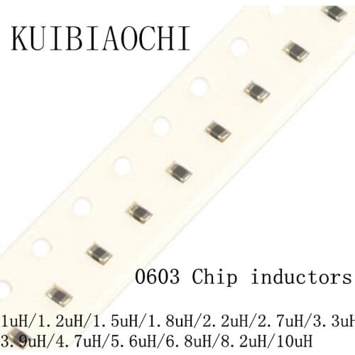 100pcs/lot SMD chip inductor 1608 0603 1uH 1.2uH 1.5uH 1.8uH 2.2uH 2.7uH 3.3uH 3.9uH 4.7uH 5.6uH 6.8uH 8.2uH 10uH