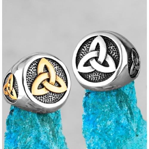 Celtic Knot Weave Viking Symbols Stainless Steel Mens Rings Punk for Male Boyfriend Biker Jewelry Creativity Gift Wholesale