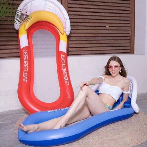 Upgrade Water Hammock Recliner with Shade Inflatable Floating Swimming Mattress Sea Swimming Ring Pool Party Toy Lounge Bed
