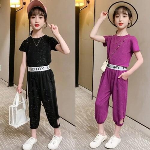 Summer Clothes For Girls Fashion Childrens Clothes For Girls Tshirt + Pants 2pcs Girls Clothes Teenage Childrens Costume