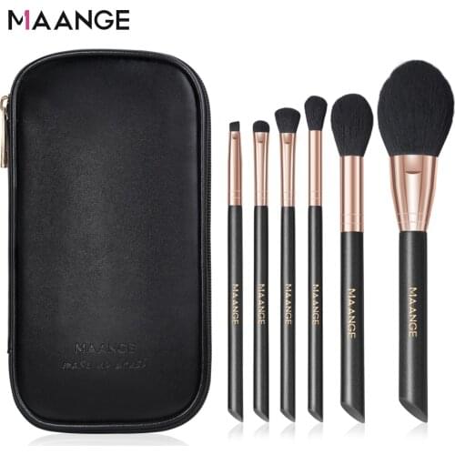 MAANGE 6PCS Makeup Brushes Set With Bag Professional Natural Hair Foundation Powder Eyeshadow Make Up Brush Blush Tools Kit