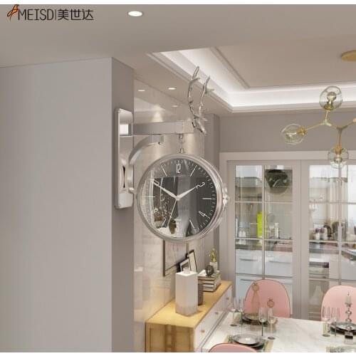 MEISD Rotating Wall Clock Resin 3D Double Side Watch Hanging Bird Design Home Interior Corridor Decorative Horloge Free Shipping