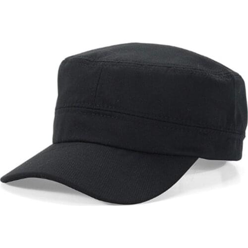 Fashion Mens Womens Army Cap Hat Sun Baseball Cadet Plain Cap Flat Top Hats Brim Visor Hat Cap Black/Navy Blue/Coffee