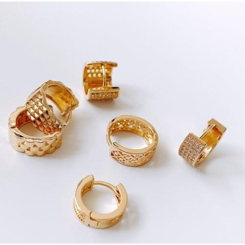 Fashion inlaid zircon gold punk hip hop geometric pendant earrings ladies party jewelry 2021 trend jewelry wholesale