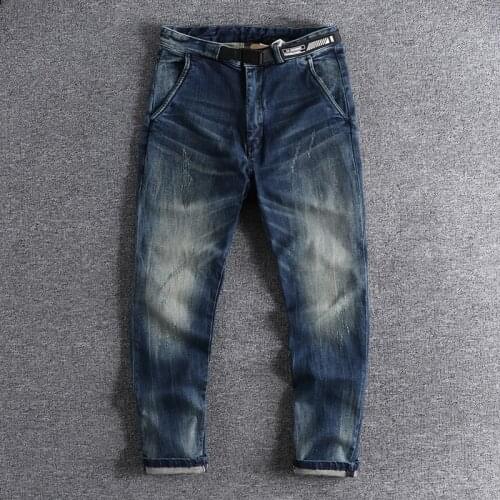 2020 new arrival Baggy tapered pants micro elastic comfortable small straight tube mens jeans high quality simple wear 0651