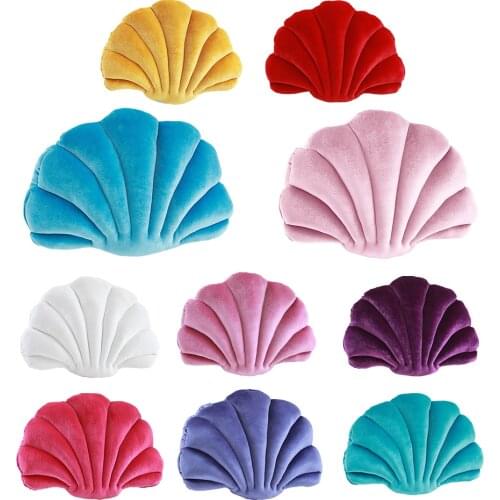 Home Stuffed Pillow Fairy Princess Luxury Shell Shape Fantastic Velvet Pillow Sea Shell Household Decoration Bed Sofa Cushion