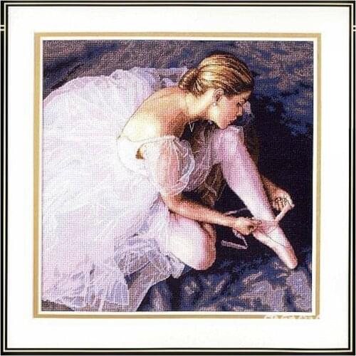 Needlework Needle crafts White Canvas Counted Cross Stitch Kits 14ct set Ballerina Beauty Hunman Gift European 23 by 23 inches