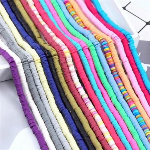 40cm 350pcs 4mm 6mm Flat Round Polymer Clay Beads Chip Disk Loose Spacer Handmade Beads for DIY Jewelry Making Bracelet