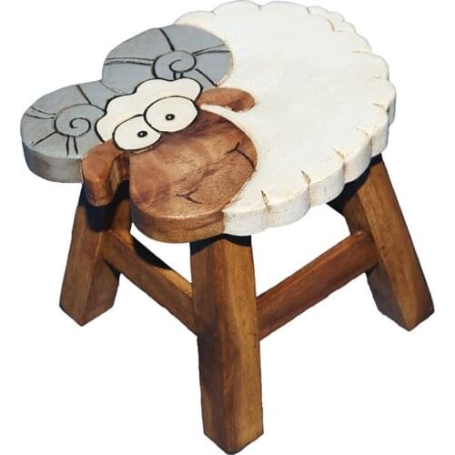 Portable Wooden Small Kids Stool Chair For Children Furniture Hand Carved Acacia Hardwood Decorative Short Animal Stool Child