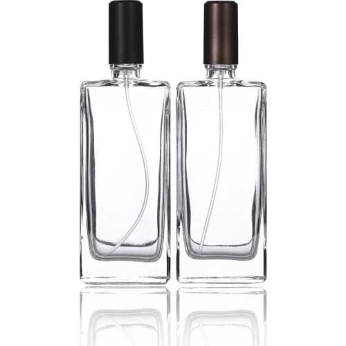 Empty 50ml Glass Perfume Atomizer Square Transparent Mist Spray Pump Bottle Travel Cosmetic Refillable Perfume Bottle Vials