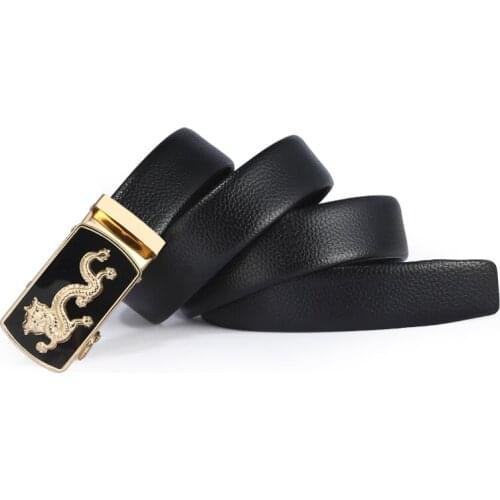 Belt Man Luxury Designer Full Grain Leather Gold Dragon Brand Black Metal Buckle PU Strap Mens Leather Belt
