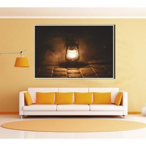 Retro Oil Lamp Night Poster Canvas Print Painting Wall Art Living Room Home Decoration