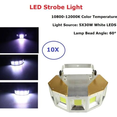 5X30W LED Stage Light Operated DJ Strobe Lights Disco Party Club KTV Stroboscope White Stage Lighting Effects LED Flashlight Dj