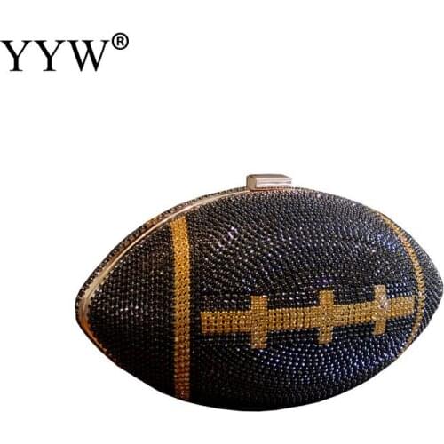 Rugby Shape Rhinestone Evening Bag Creative Fashion One-Shoulder Messenger Bag For Wedding Or Party Clutch Purse For Woman