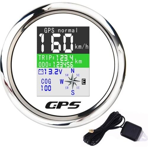 Waterproof GPS Speedometer With GPS Antenna For Motorcycle Yacht TFT Screen Odometer Adjustable Trip ODO COG Voltmeter 9-32V Boa