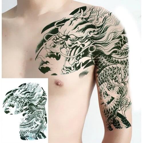 Temporary tattoo sticker dragon large tattoo tribal designs men shoulder tattoos big size body art waterproof fake tattoo boys