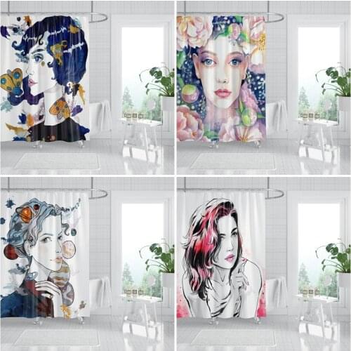 Pretty Woman Printed Shower Curtain High Quality Waterproof Fabric Bath Drapes Decoration Home Bathroom Accessories