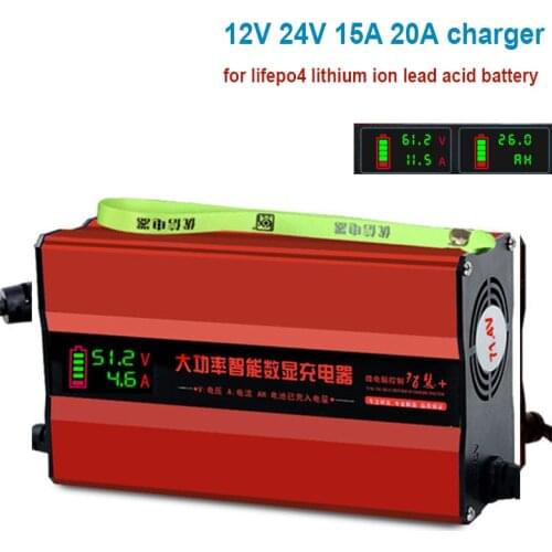 12v 20A 15A 30A charger with display 24V 20A 14.6V 16.8V 29.2V 29.4V for lithium ion lifepo4 LTO battery lead acid battery