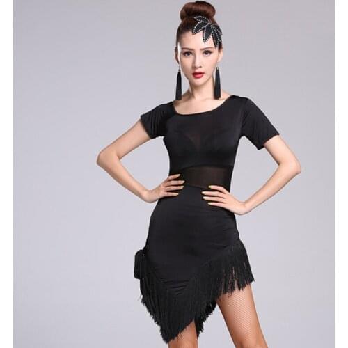 Latin Dance Dress for Women Feminina Roupa De Ginastica Vestido De Baile Latino Adult Fringe Sequin Salsa Latin Dance Costume