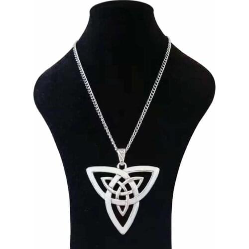1x Tibetan Silver Large Celtics Knot Viking Trinity Trinitarian Triquetra Amulet Pendants Necklaces on Long Chain Lagenlook 34"