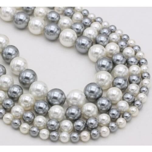2021 Natural Shell Beads Fashion Round Imitation Pearl Shell Bead 6 8 10 12mm Size Pick for Making DIY Jewelry Necklace Bracelet