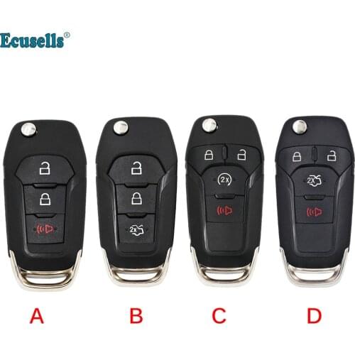 3/4 Buttons Folding Flip Remote Car Key Shell Case Cover Fob for Ford Fusion Edge Explorer 2013 2014 2015 HU101 Uncut