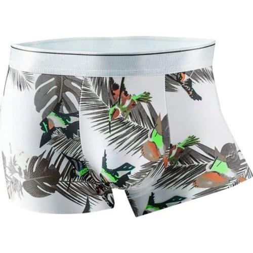 3PCS2021 New Spring and Summer Polyester Ice Silk Mens Underwear Printing Seamless Breathable Boxer Briefs