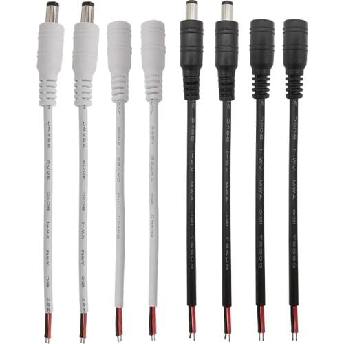 5/10Pcs 5.5x2.1mm 12V DC Power Male Plug Female Jack Socket Pigtail Cable Wire Connector for 5050 3528 LED Strip Light 5.5*2.1mm