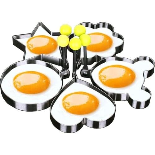 5pcs/set Stainless steel Cute Shaped Fried Egg Mold Pancake Rings Mold Kitchen Tool