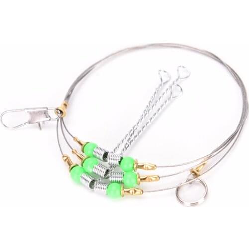 Anti-Winding 3 Swivel String Fishing Hook Steel Rigs Wire Leader Hook Steel 5pcs