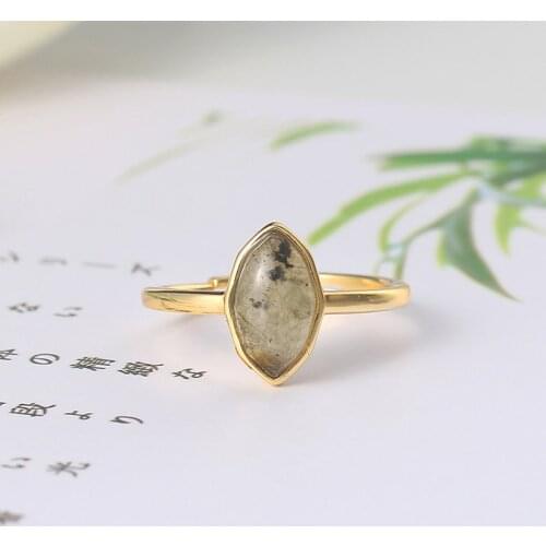 LAMOON 925 Sterling Silver Ring For Women Natural African Labradorite Gemstone 14K Gold Plated Fine Jewelry Simple Style LMRI111
