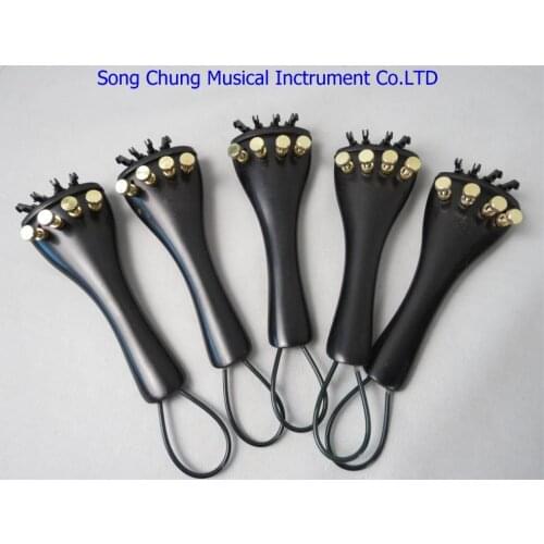 Nice Violin part,5pcs Ebony violin tailpieces 4/4 with tuner/Tail Guts
