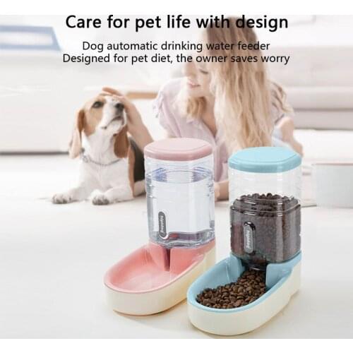Dog Automatic Pet Feeder Cat Water Dispenser Dog Bowl Cat Basin Water Feeding Bowl Cat Bowl Combined Grain Storage Barrel