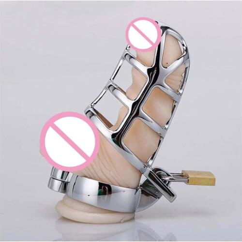 Large Classic Metal Chastity Cage Men Penis Rings Mesh Stainless Steel Cock Male Lock Belt Men Adult Games Sex Toys 40/45/50MM