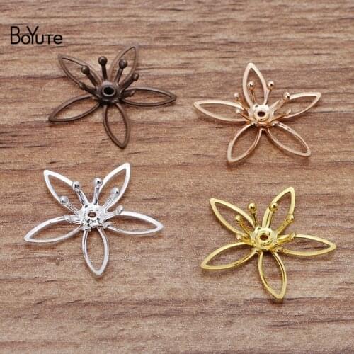 BoYuTe (50 Pieces/Lot) 20MM Metal Brass Two-layer Flower Bead Caps Diy Jewelry Accessories Handmade Materials