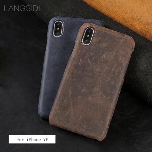 LANGSIDI handmade Genuine Leather case For iPhone 7 Plus 8 12 pro max mini mobile phone fundas Cover For iphone x xr 11 pro max