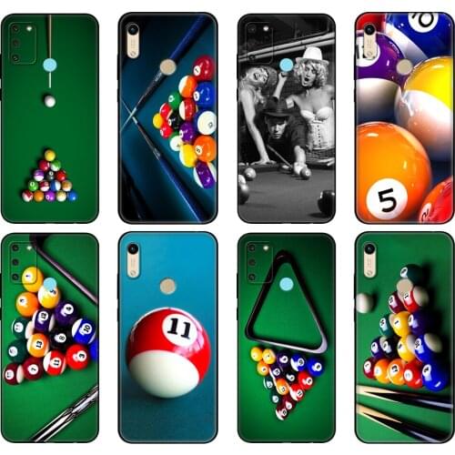 Black tpu Case For Honor 8a Prime 8s 9 10X Lite 9A 9C 9X Premium Pro 9S Case Cover billiard ball sports Gentlemanly Printing