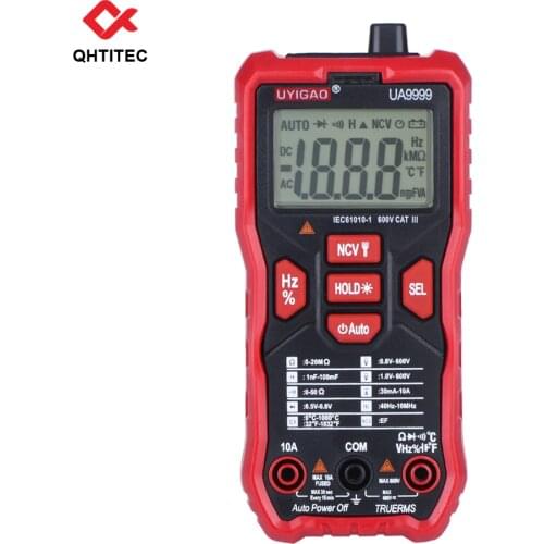 QHTITEC UA9999 Digital Multimeter TRMS 6000 Counts Temperature Volt Meter Auto Ranging Measures Voltage Tester with Backlight