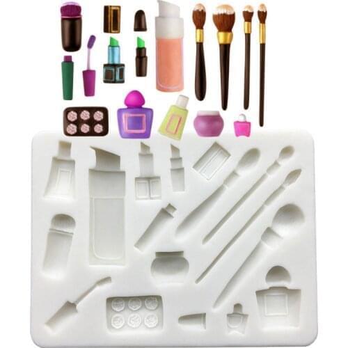 Perfume Lipstick Powder Brush Silicone Sugarcraft Mold Fondant Cake Decorating Tools Cupcake Chocolate Baking Molds